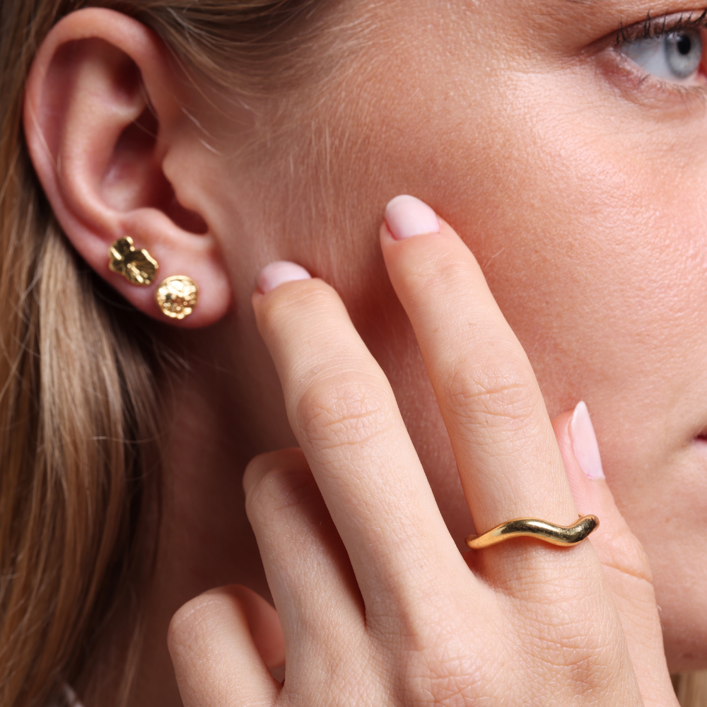 Ripple Simple Ring, 18K Goldplated
