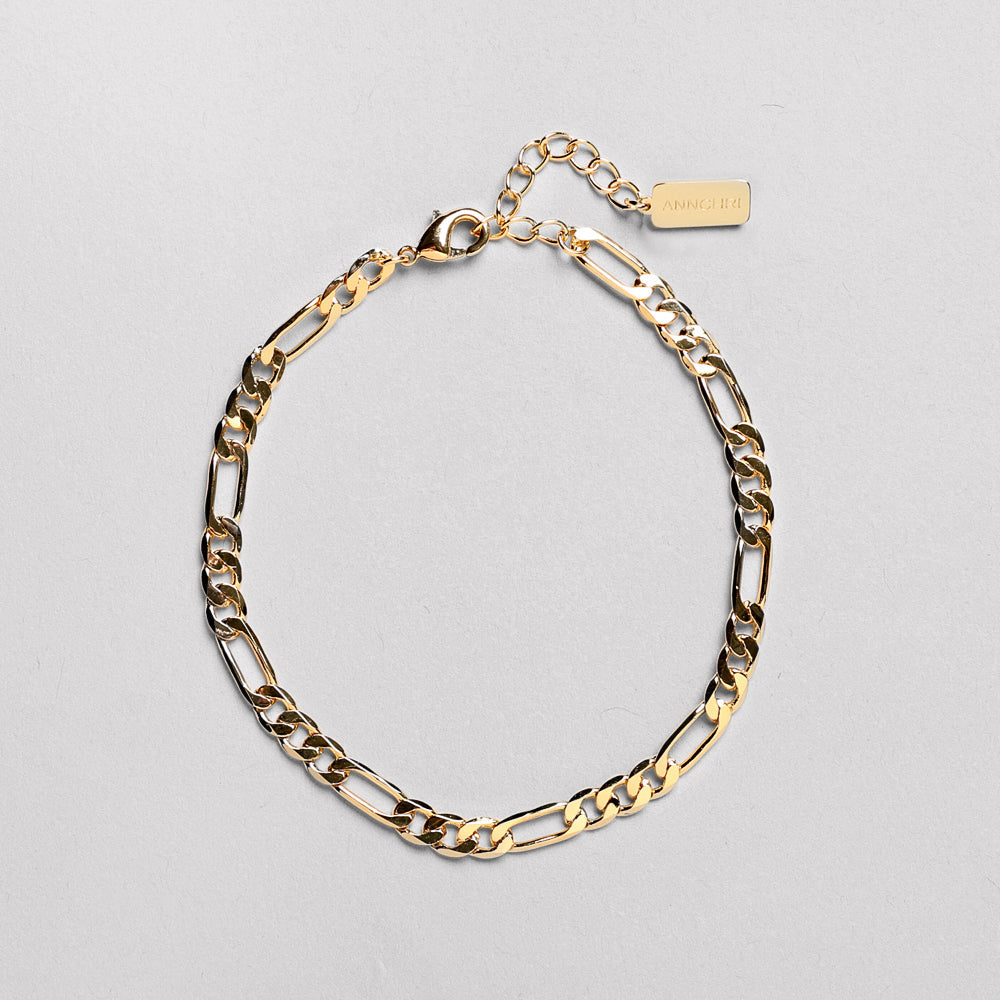 AC - Classic Figaro bracelet, 18K gold plated, 16 + 3 CM, 4 mm