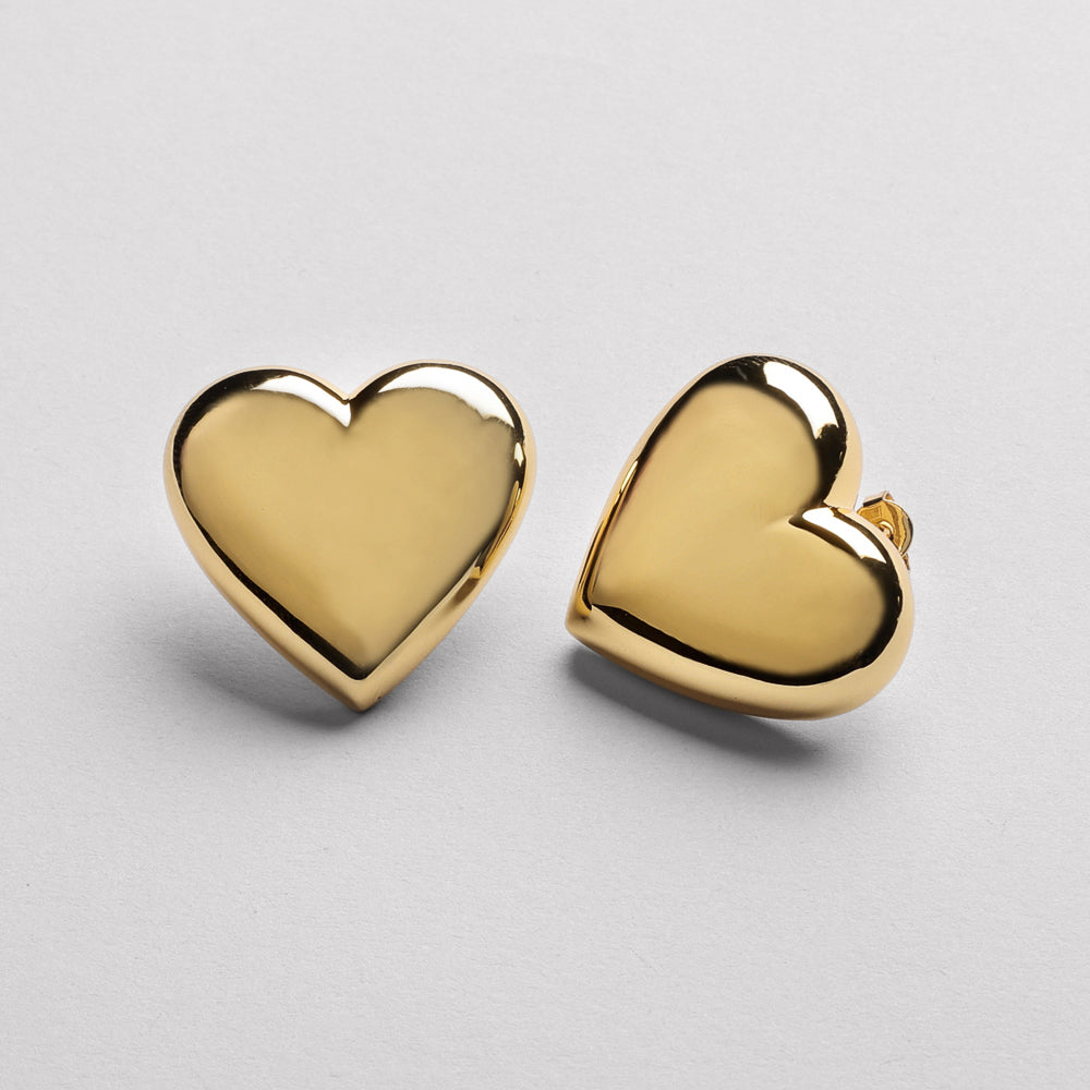 Big Heart Earstick, shiny finish, 18K Gold plated