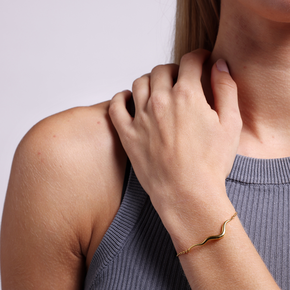 Runway armbånd, 18K guldbelagt, 13 cm + 5 cm forlænger