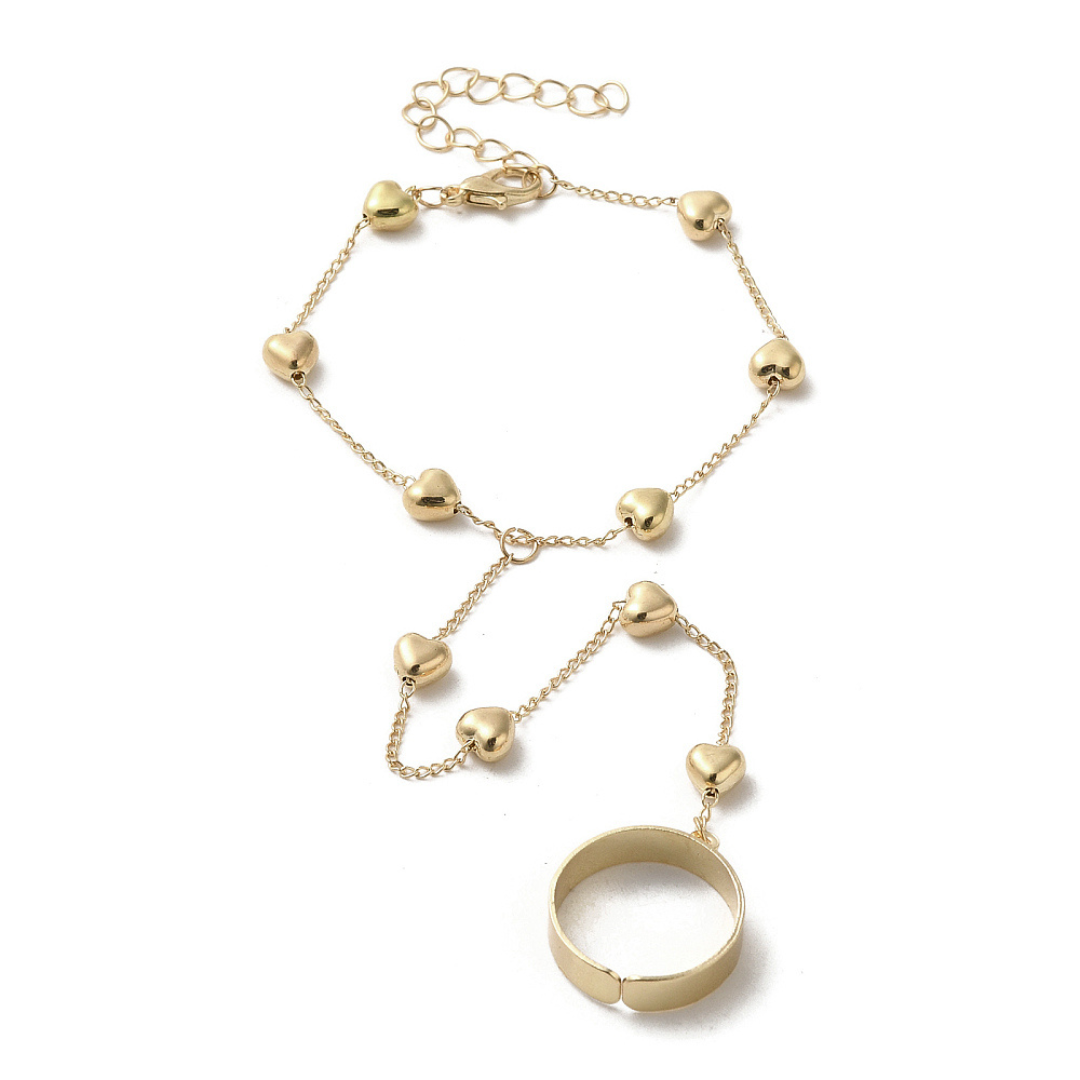 Bracelet jewelry with small hearts, Gold plated