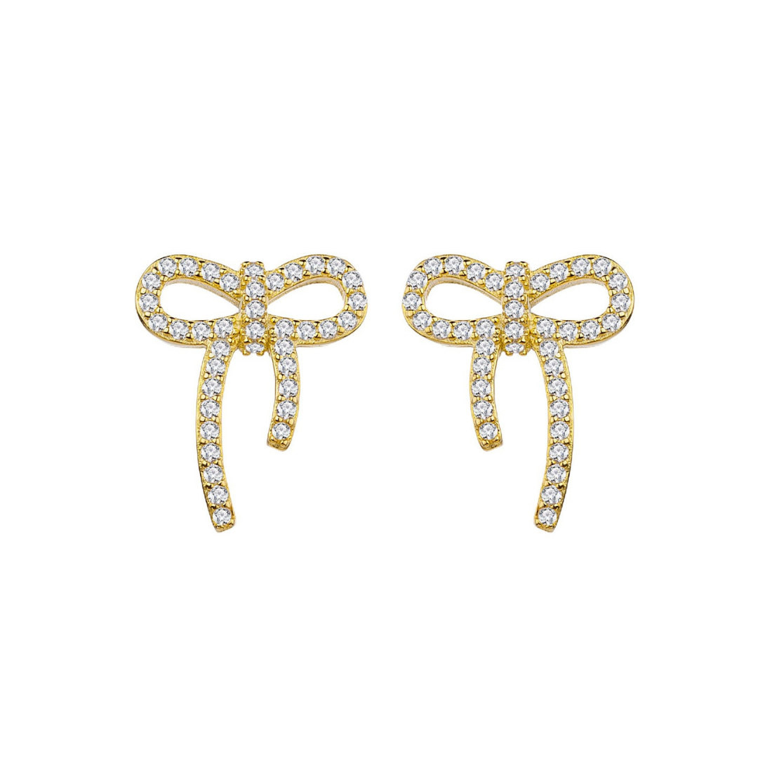 Earrings 18K Gold Plated Bow with CZ