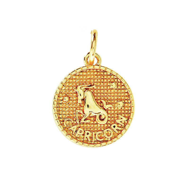 Zodiac pendant, 10 mm, 18K gold plated