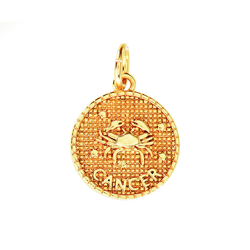 Zodiac pendant, 10 mm, 18K gold plated