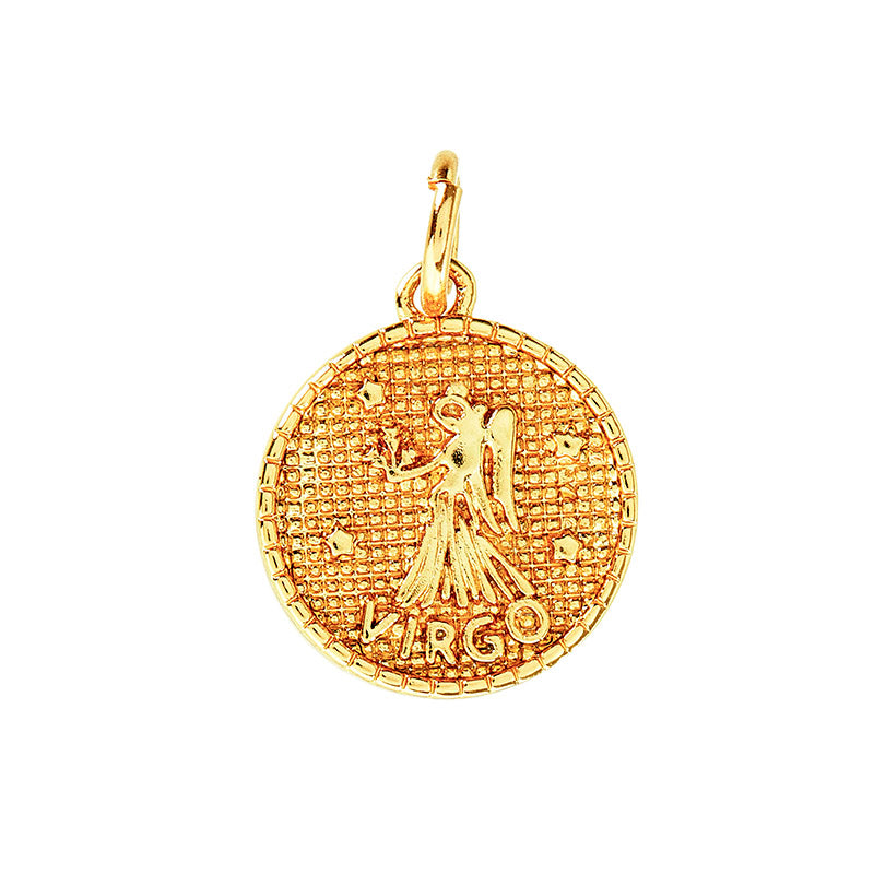 Zodiac pendant, 10 mm, 18K gold plated