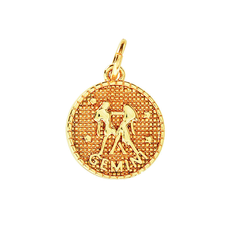 Zodiac pendant, 10 mm, 18K gold plated
