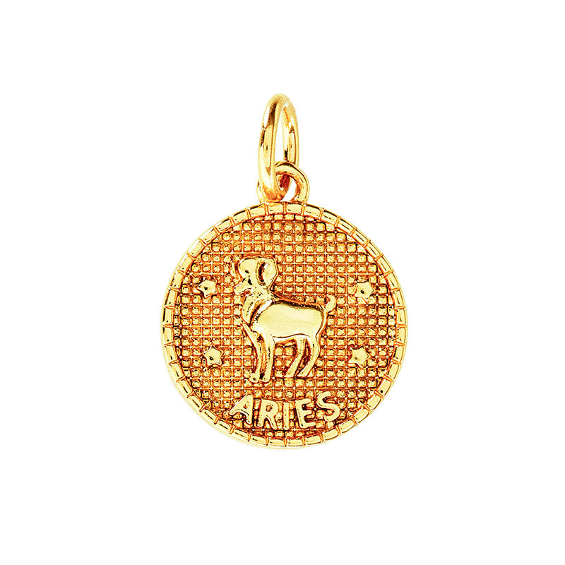 Zodiac pendant, 10 mm, 18K gold plated