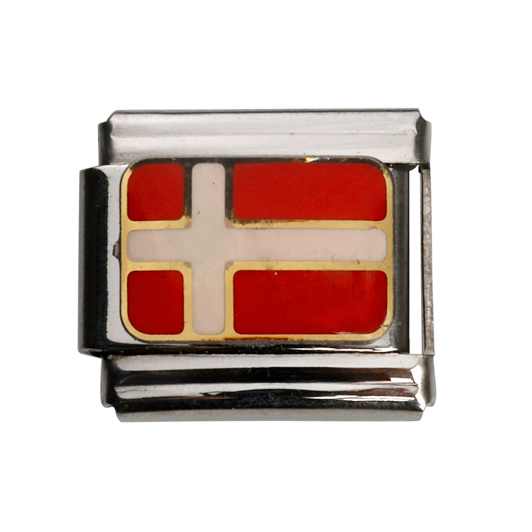 Dansk flag led, 1 cm, rustfrit stål, vandfast