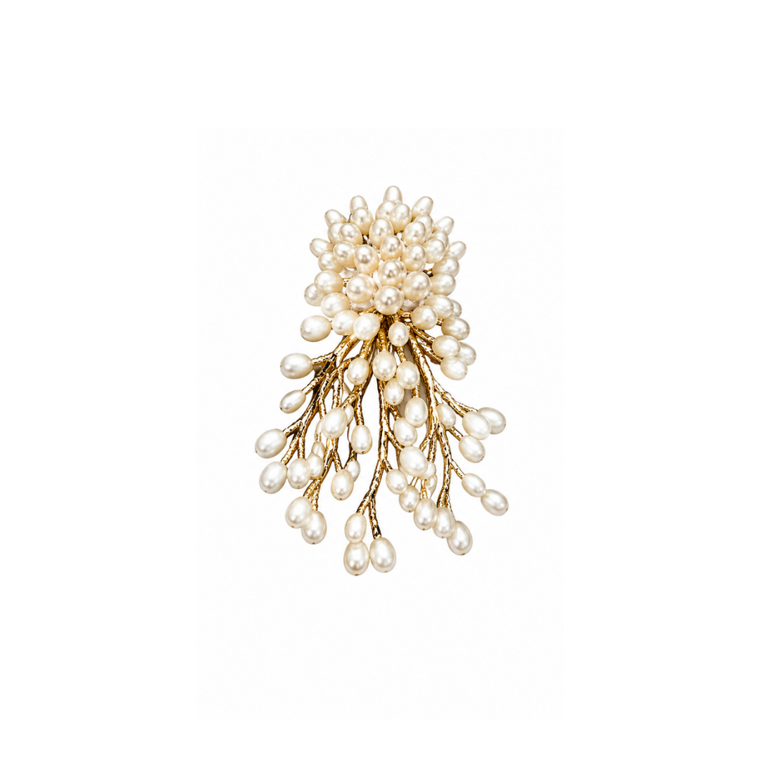 Shell perle blomst, broche