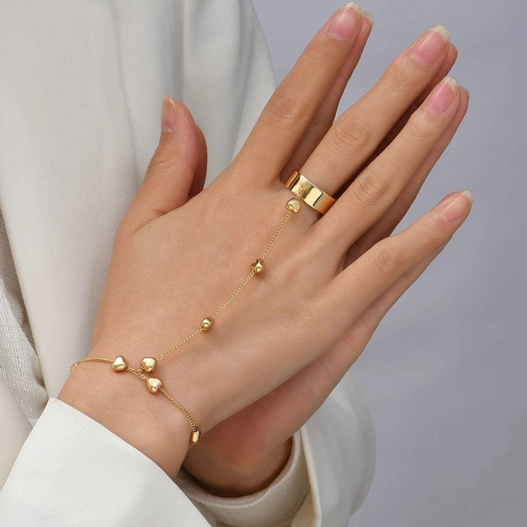 Bracelet jewelry with small hearts, Gold plated