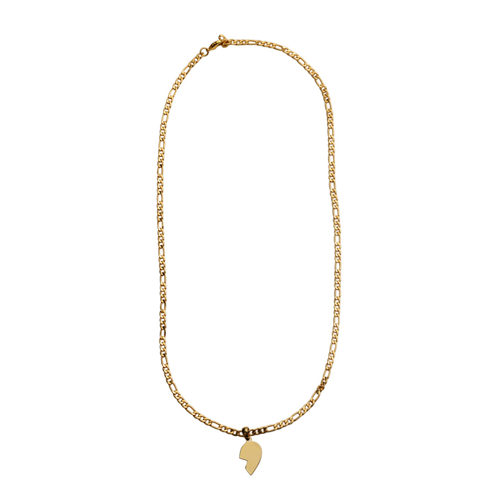 Pendant - 2 pcs, half hearts, 18K gold-plated