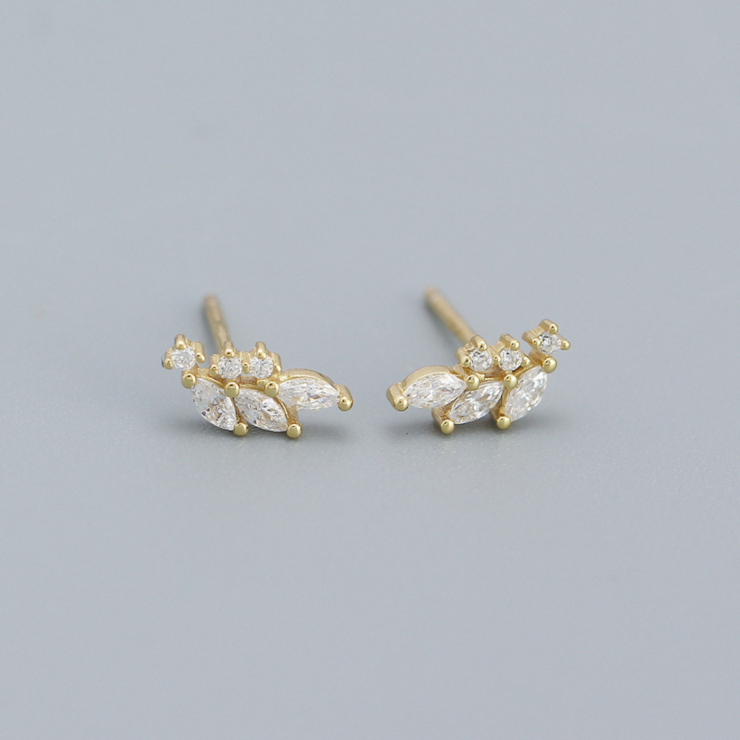 Earring 18K Gold Plated 925S Small blade with 6 CZ