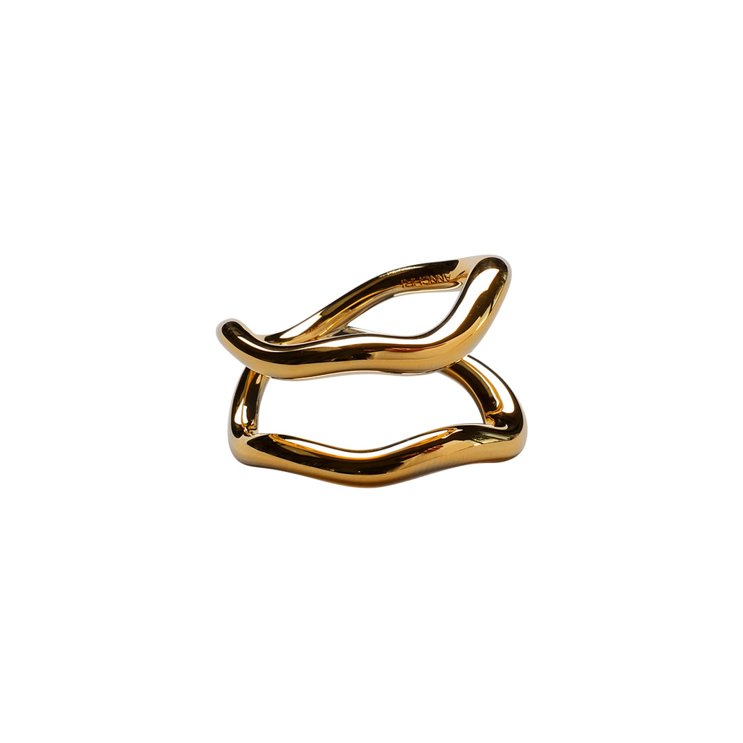 Ripple Double Ring, 18K Goldplated