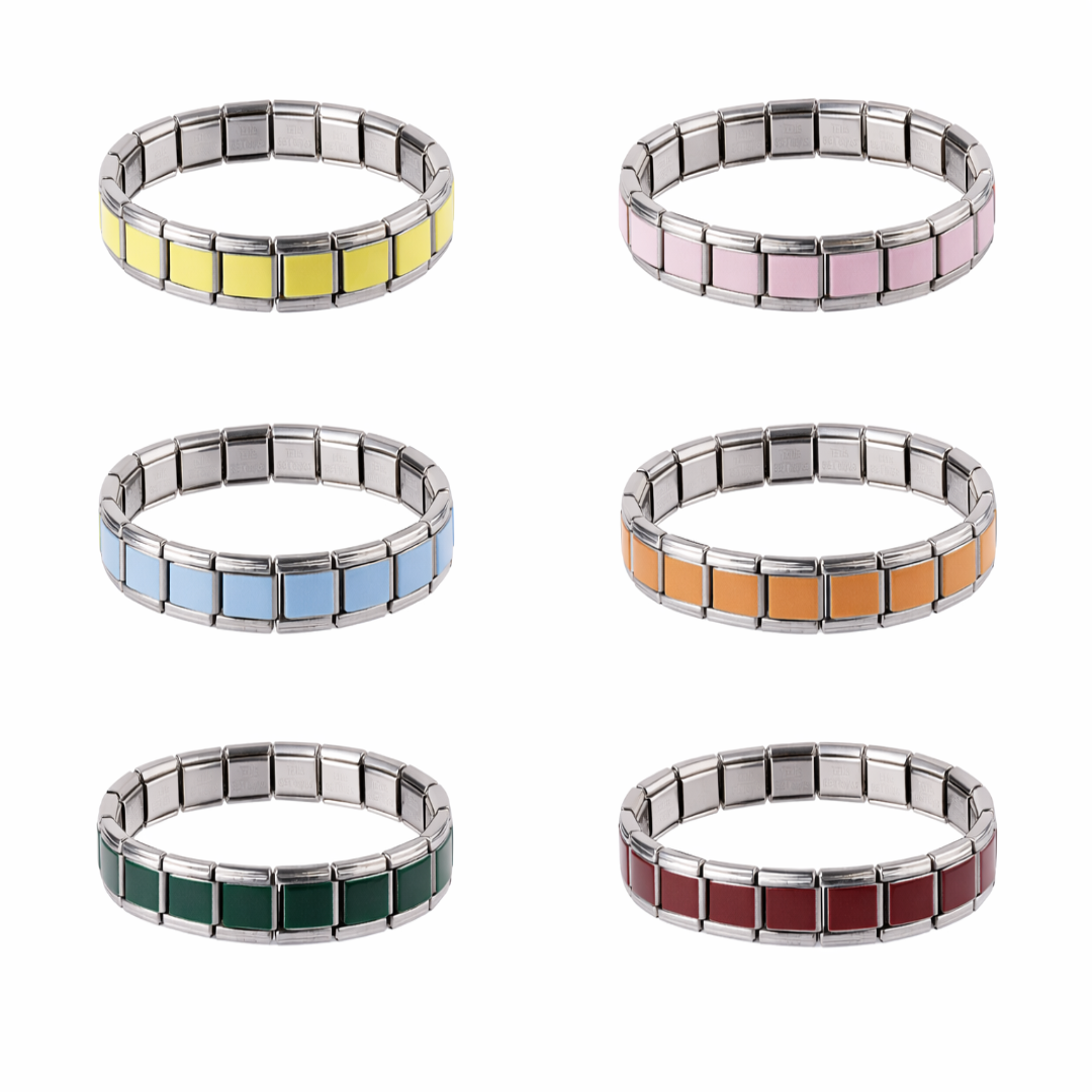 Légato armbånd med enamel, rustfrit stål, vandfast, 18+2 led