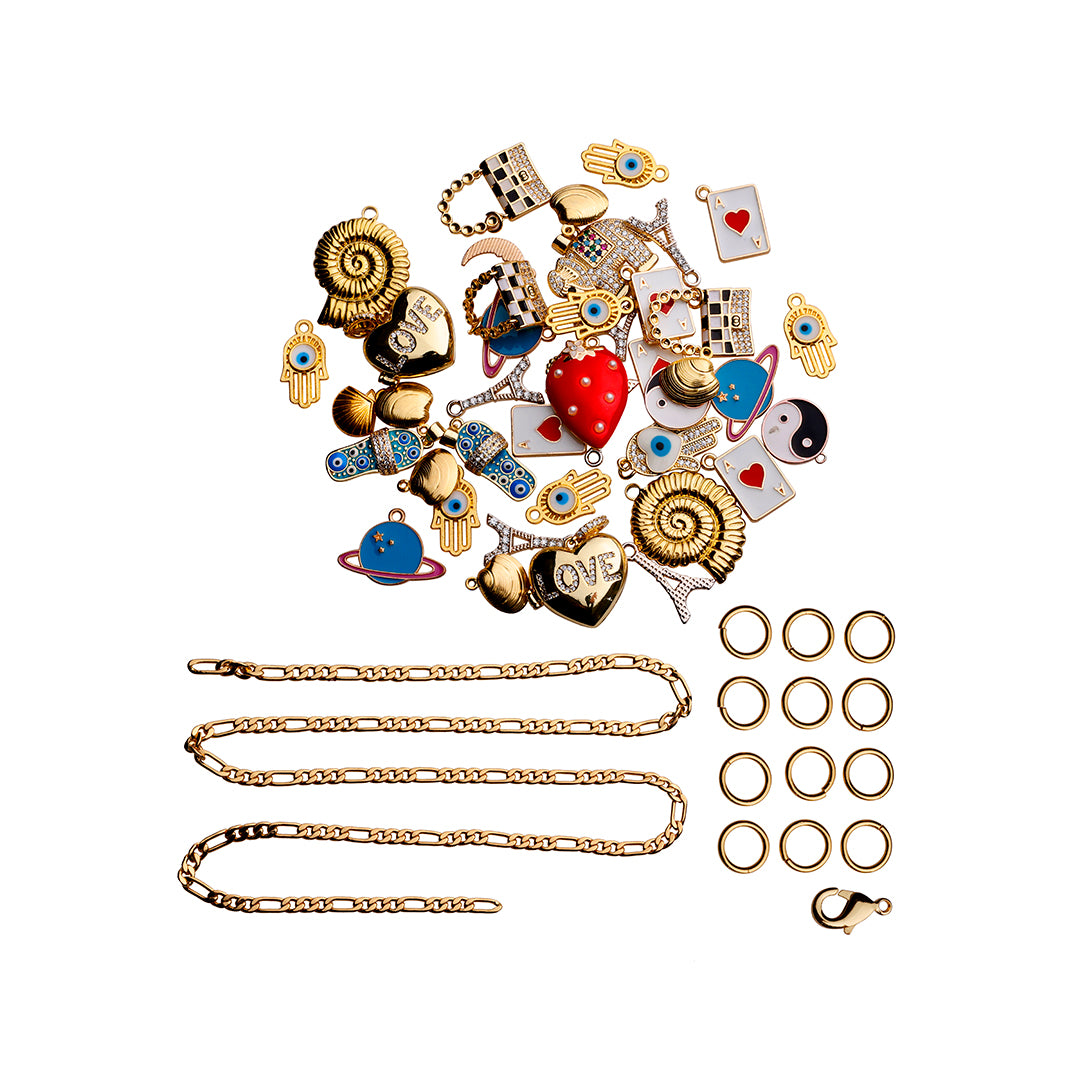 Lucky Charm Box - Jewelry pieces for one chain and 10 assorted pendants