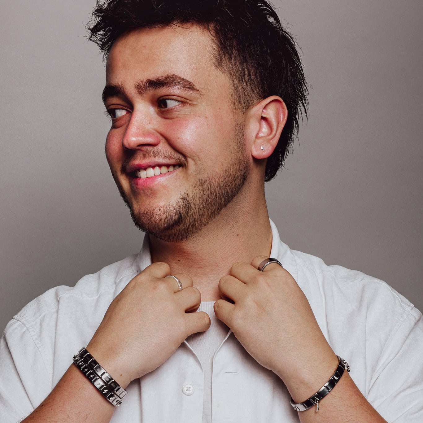 Matitudens Légato bracelet filled with lightning links, stainless steel, waterproof, 18+2 links