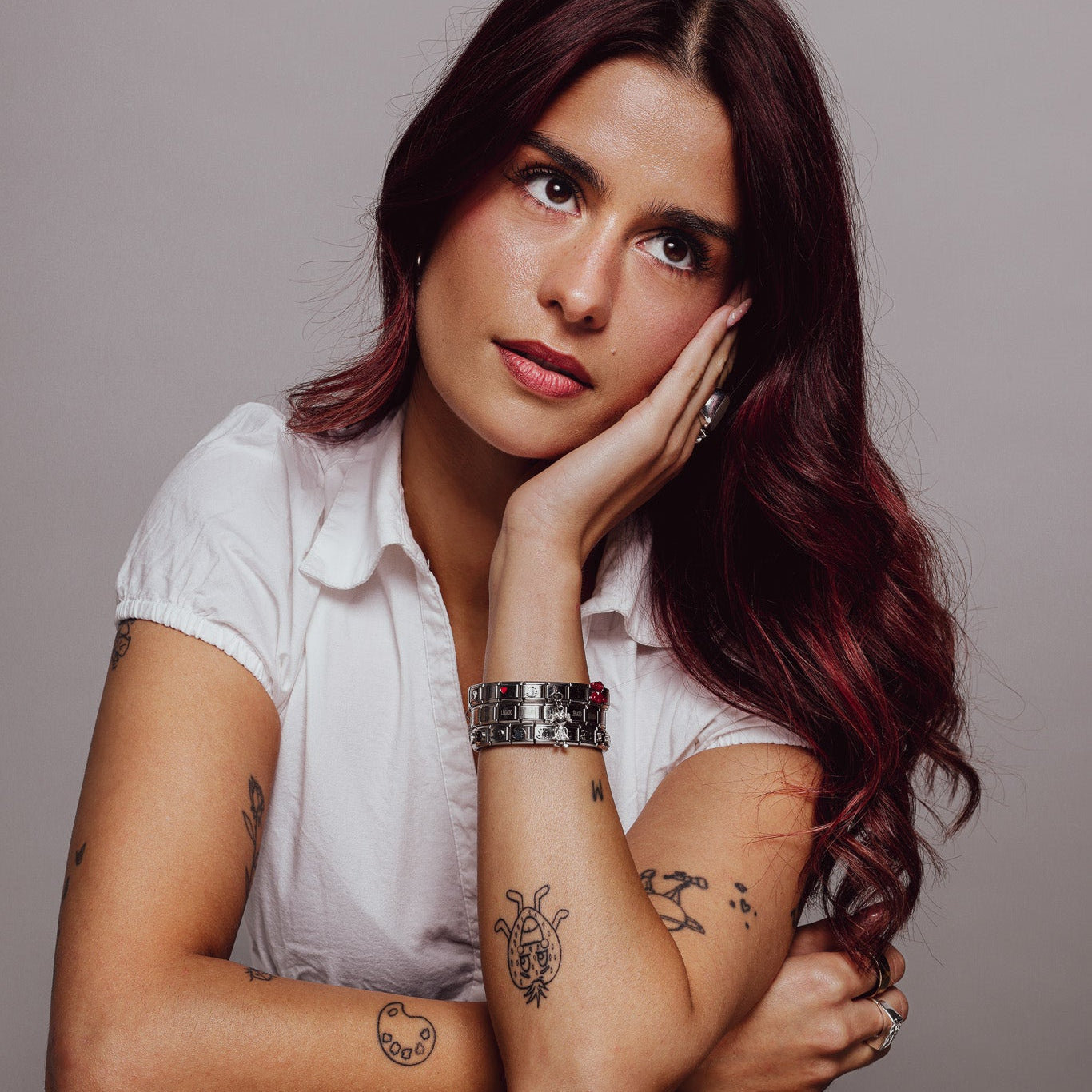 Mathildes Légato bracelet filled with color palette links, stainless steel, waterproof, 18+2 links