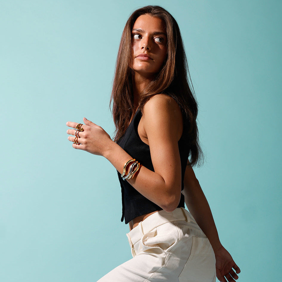 Run Way Bangle, medium, onesize guldbelagt, Vandfast