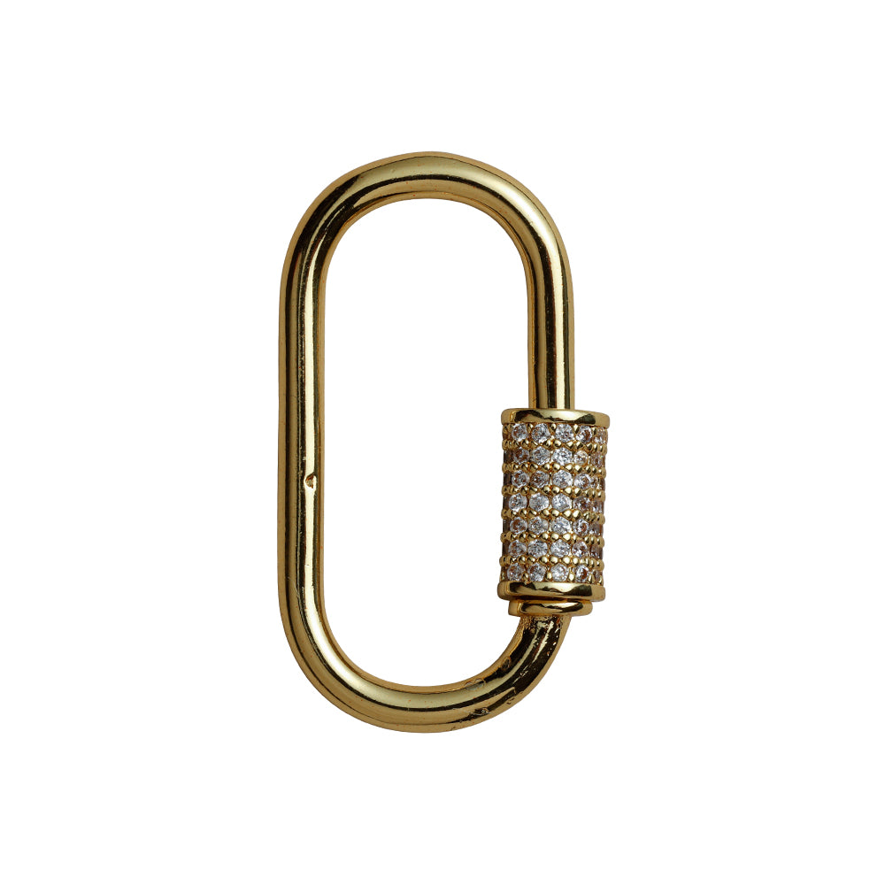 Lås - 1 oversize karabinlås med CZ, 18K Forgyldt