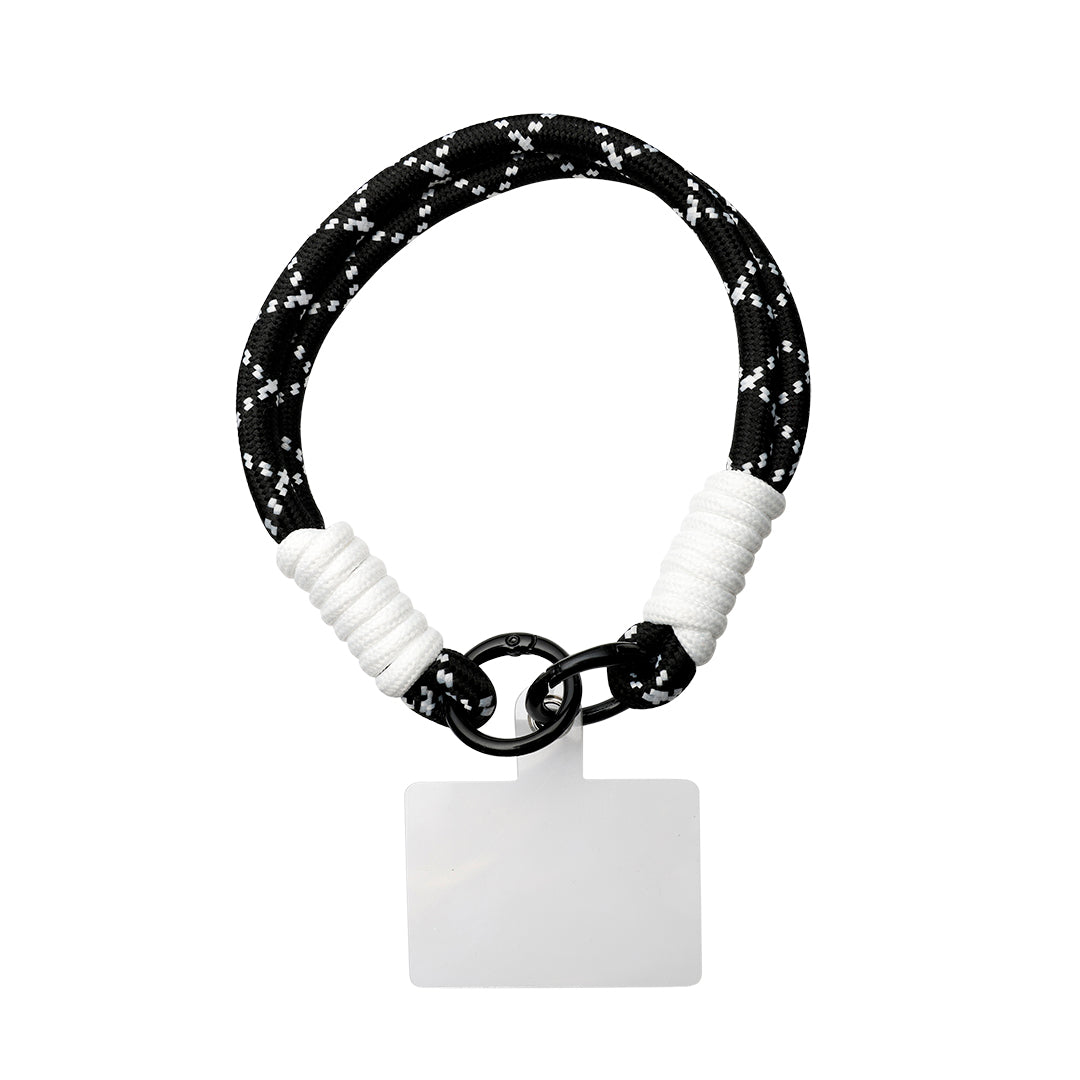 Mobilkæde - sort/hvid paracord Line inkl Mobilplade