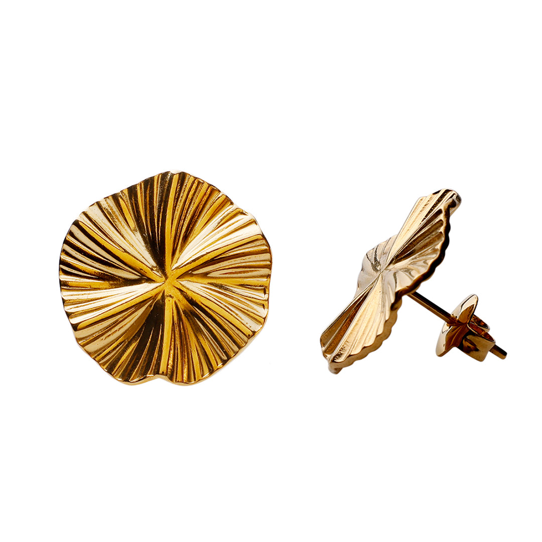 Earrings faceted, round 18K Gold Plated, Ø15MM