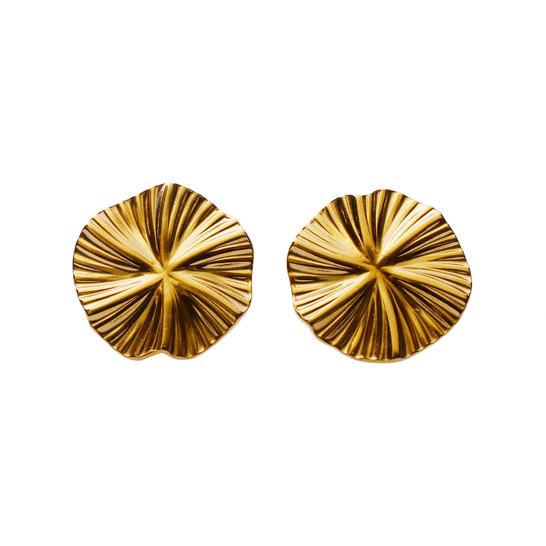 Earrings faceted, round 18K Gold Plated, Ø15MM