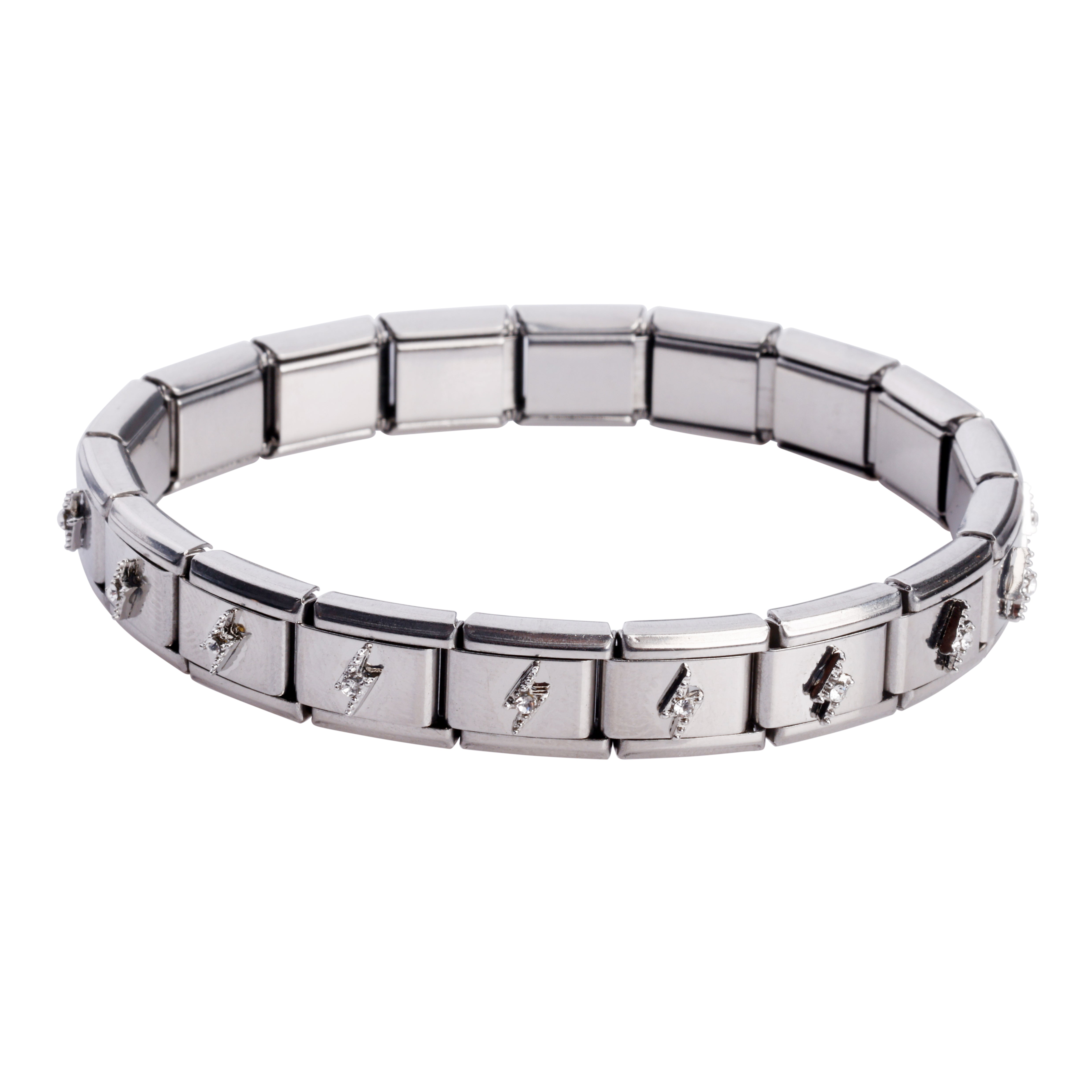 Matitudens Légato armbånd fyldt med lyn led, rustfrit stål, vandfast, 17+3 led