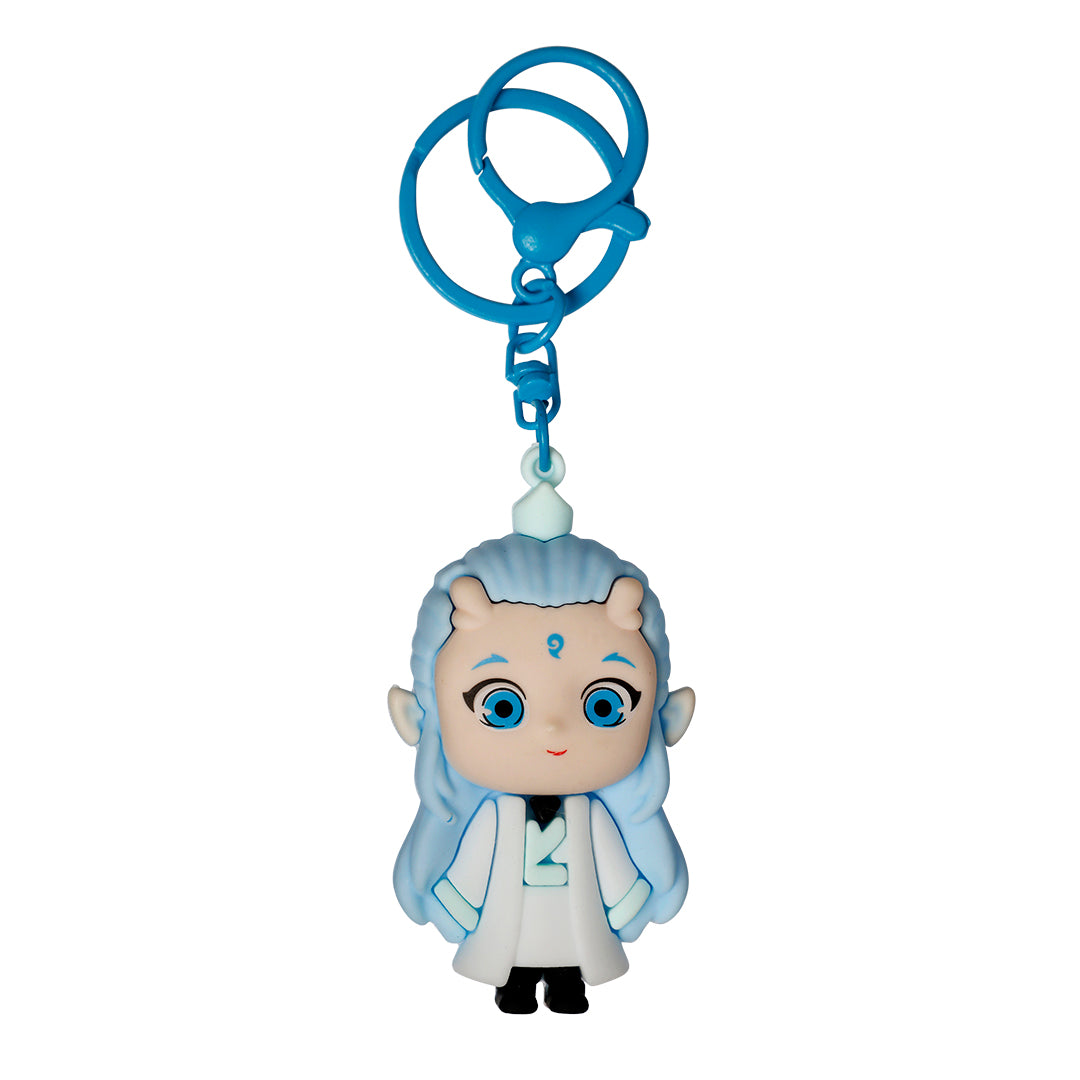 Figur med blå keyhanger/nøglering