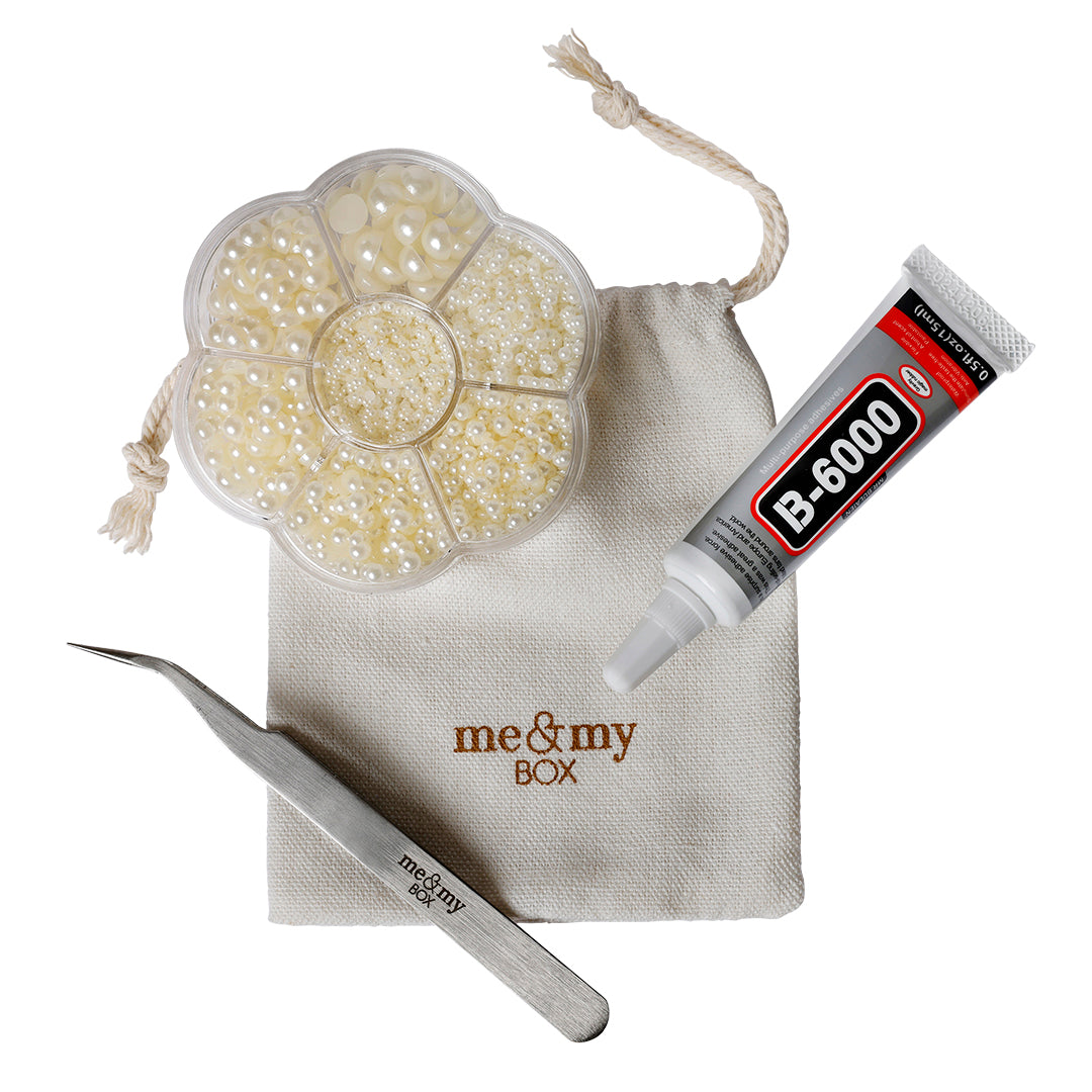 White halved beads for cap decoration