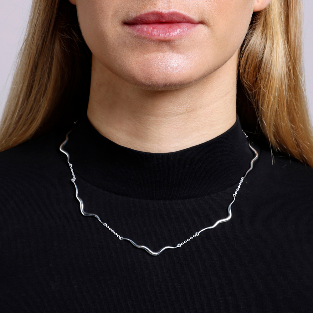 Runway Halskæde, 925S Sterling sølvbelagt, 45 CM + 5 cm forlænger