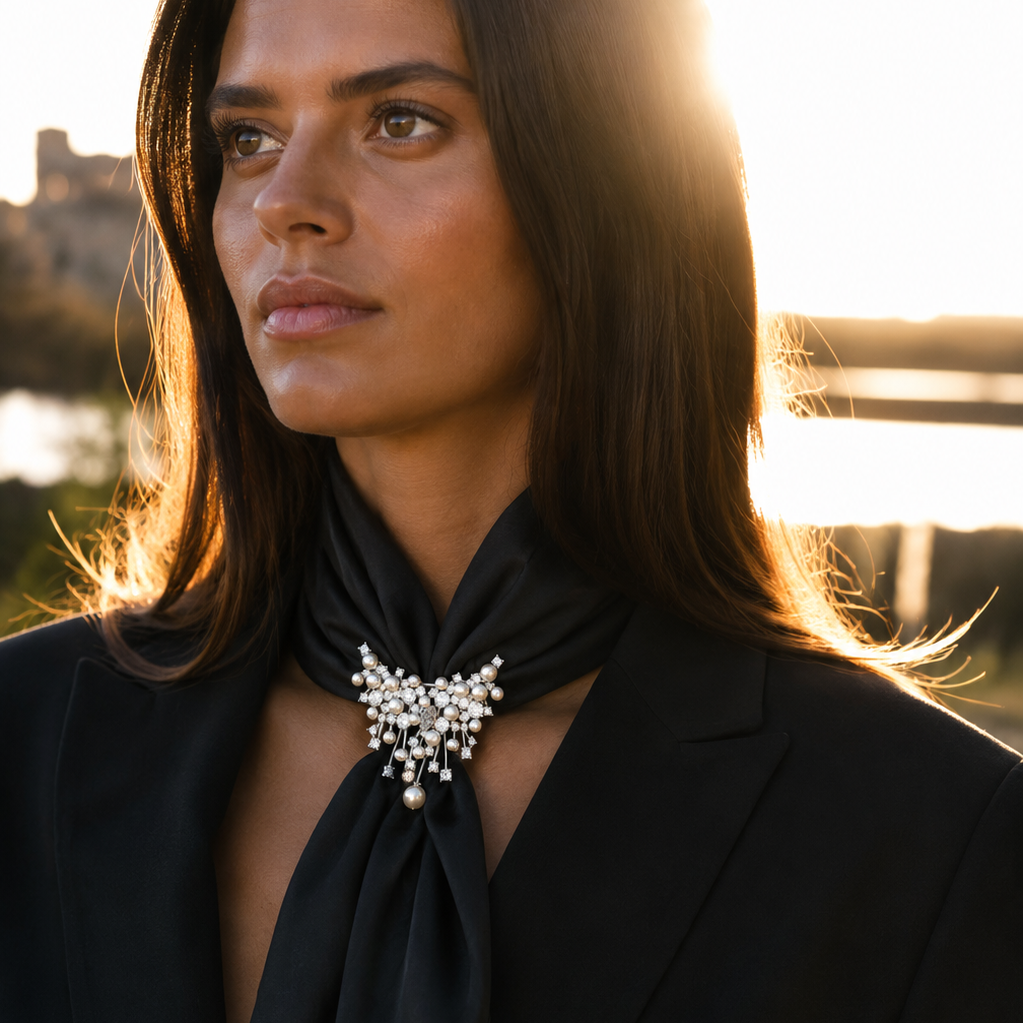 Simili perle, broche