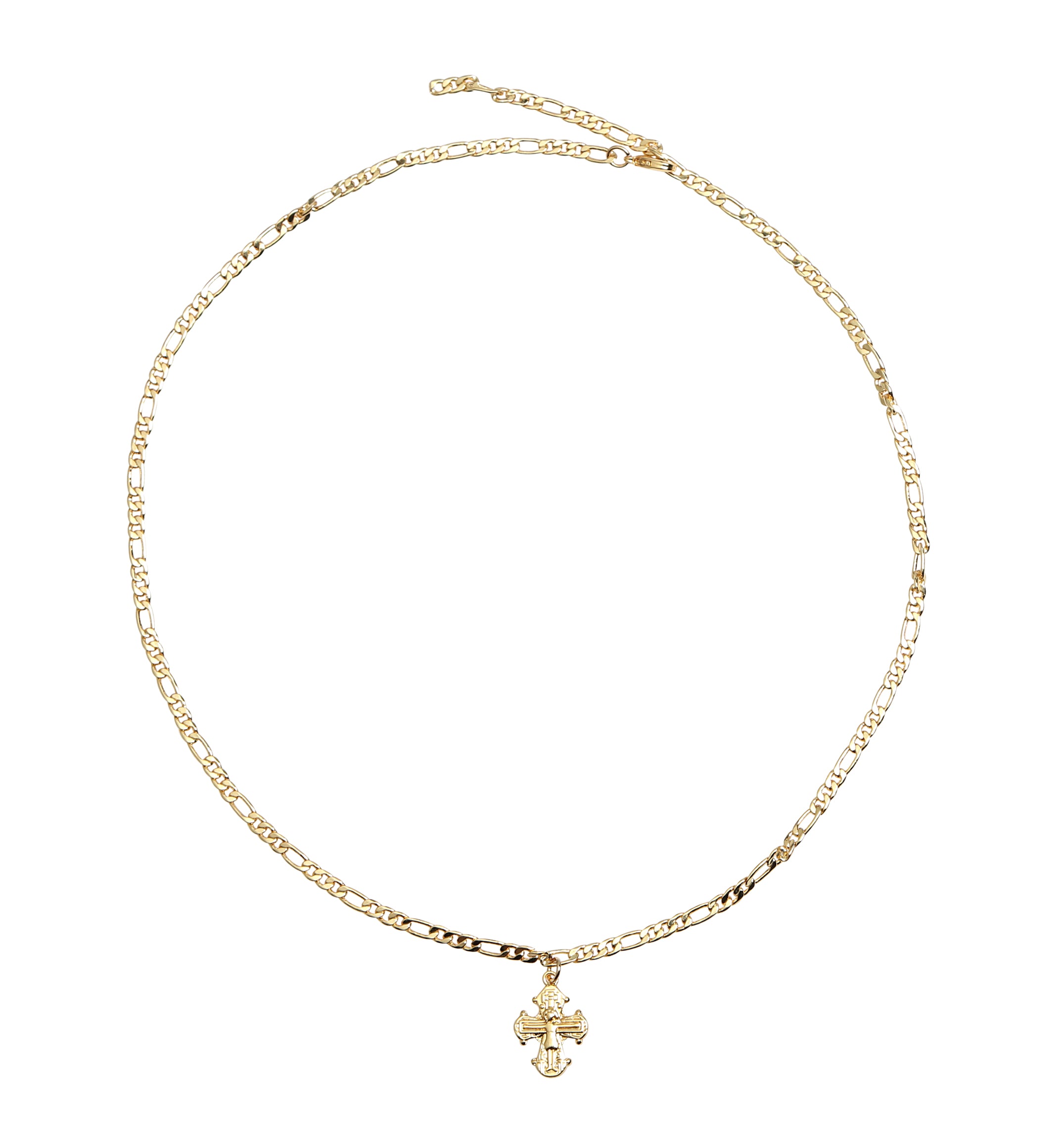 Pendant - 1 pc, Daymark cross, 18K gold-plated
