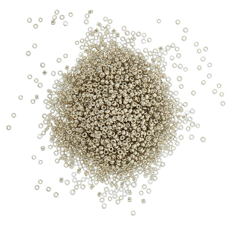 Round glass beads - silver, 10 grams, 3 mm