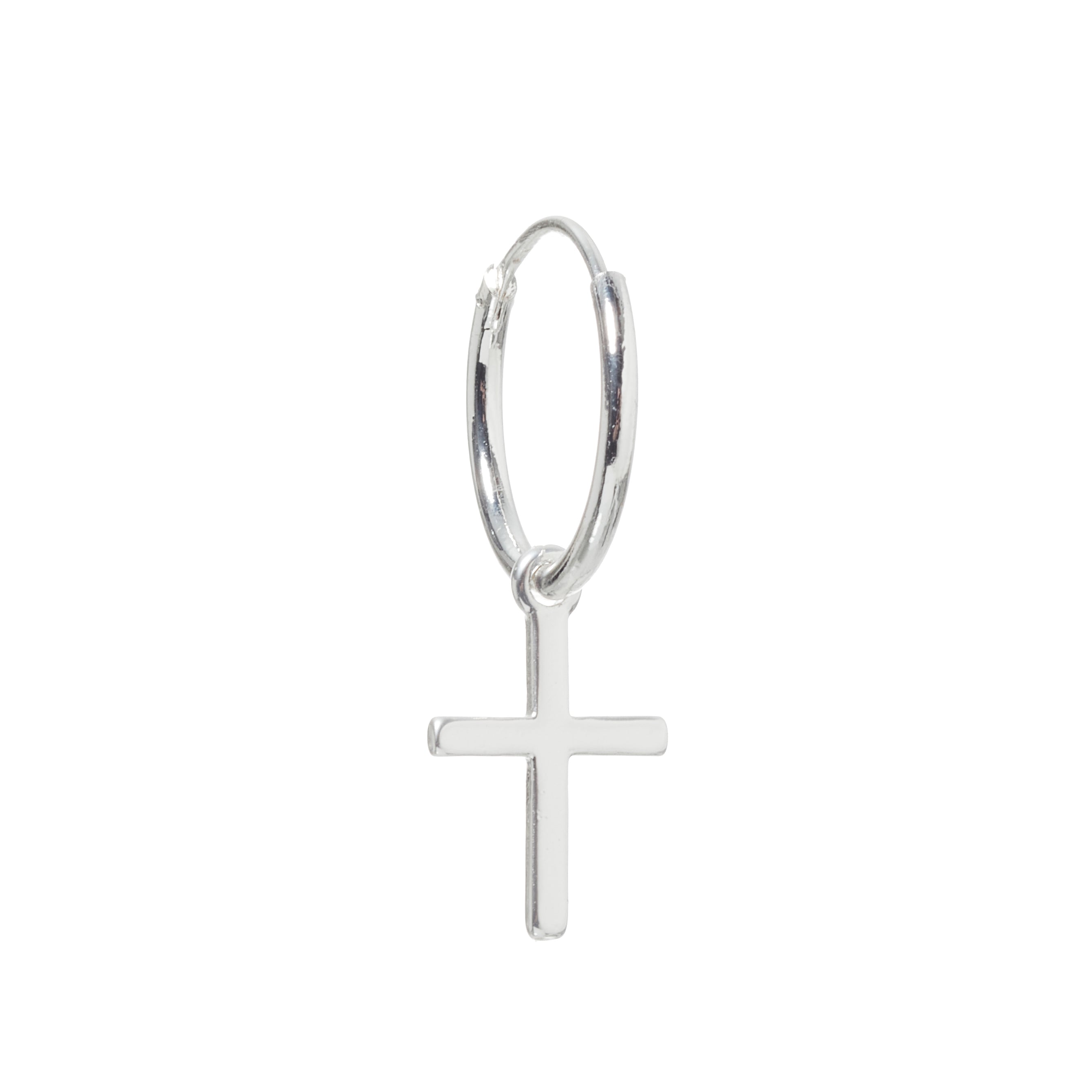 Hoop + cross pendant - 925S Sterling silver plated, 1 pair