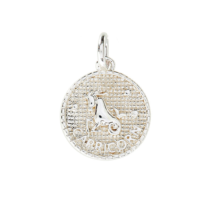 Zodiac pendant, 10 mm, 925S Sterling silver plated