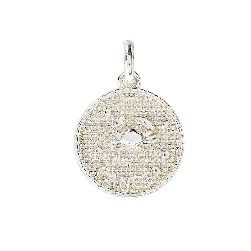 Zodiac pendant, 10 mm, 925S Sterling silver plated