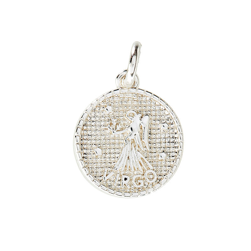 Zodiac pendant, 10 mm, 925S Sterling silver plated