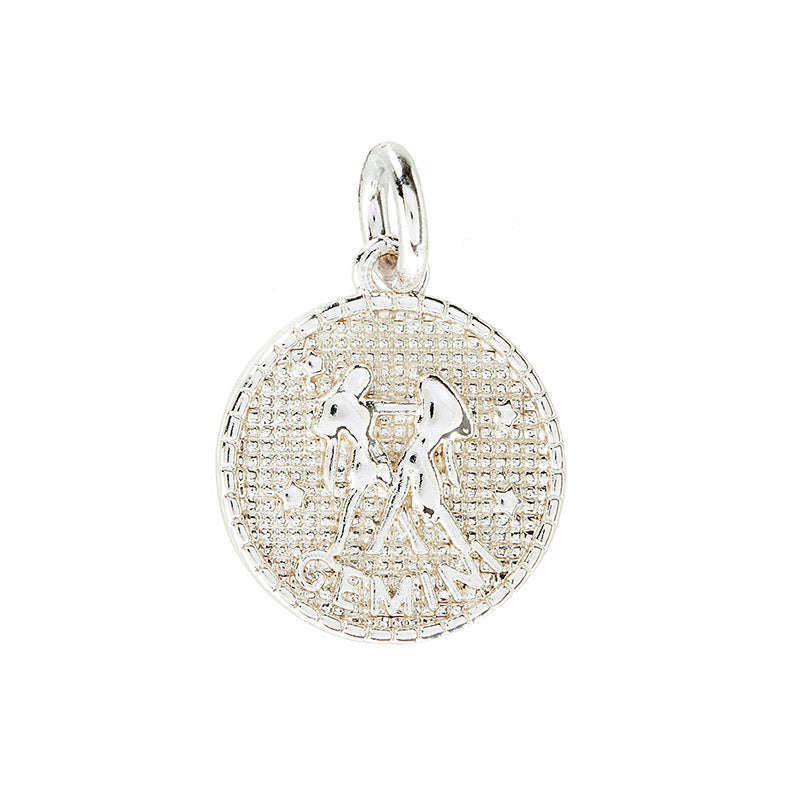 Zodiac pendant, 10 mm, 925S Sterling silver plated