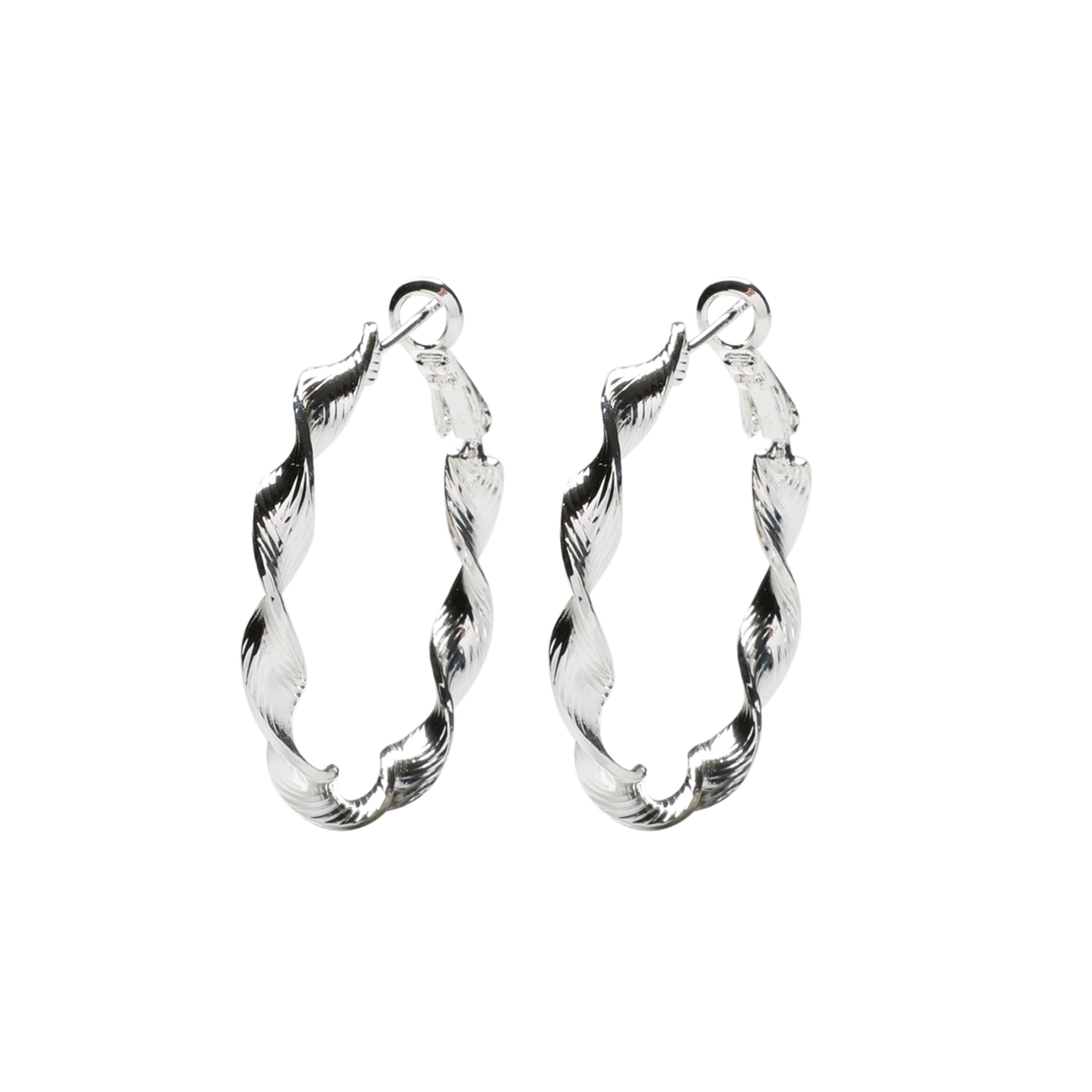 Twisted hoops - 35 mm, 925S Sterling sølvbelagt, 1 par