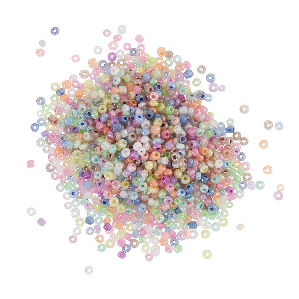 Round glass beads - pastel colors, 10 grams, 3 mm