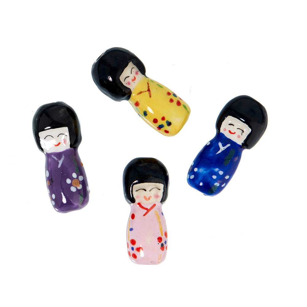Happy ladies in porcelain - 4 pcs, 30 x 14 mm