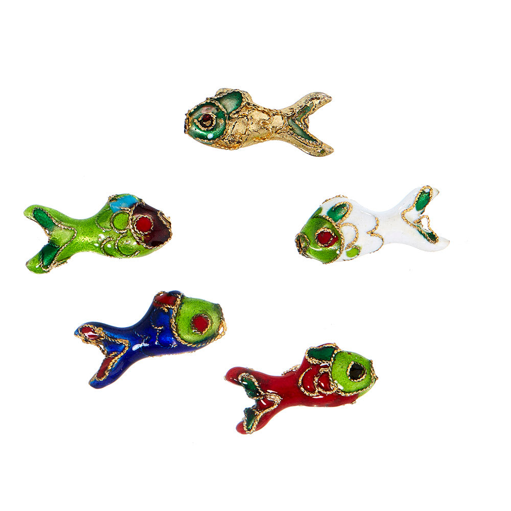 Cloisonne fish - 5 pcs, 20 x 10 mm