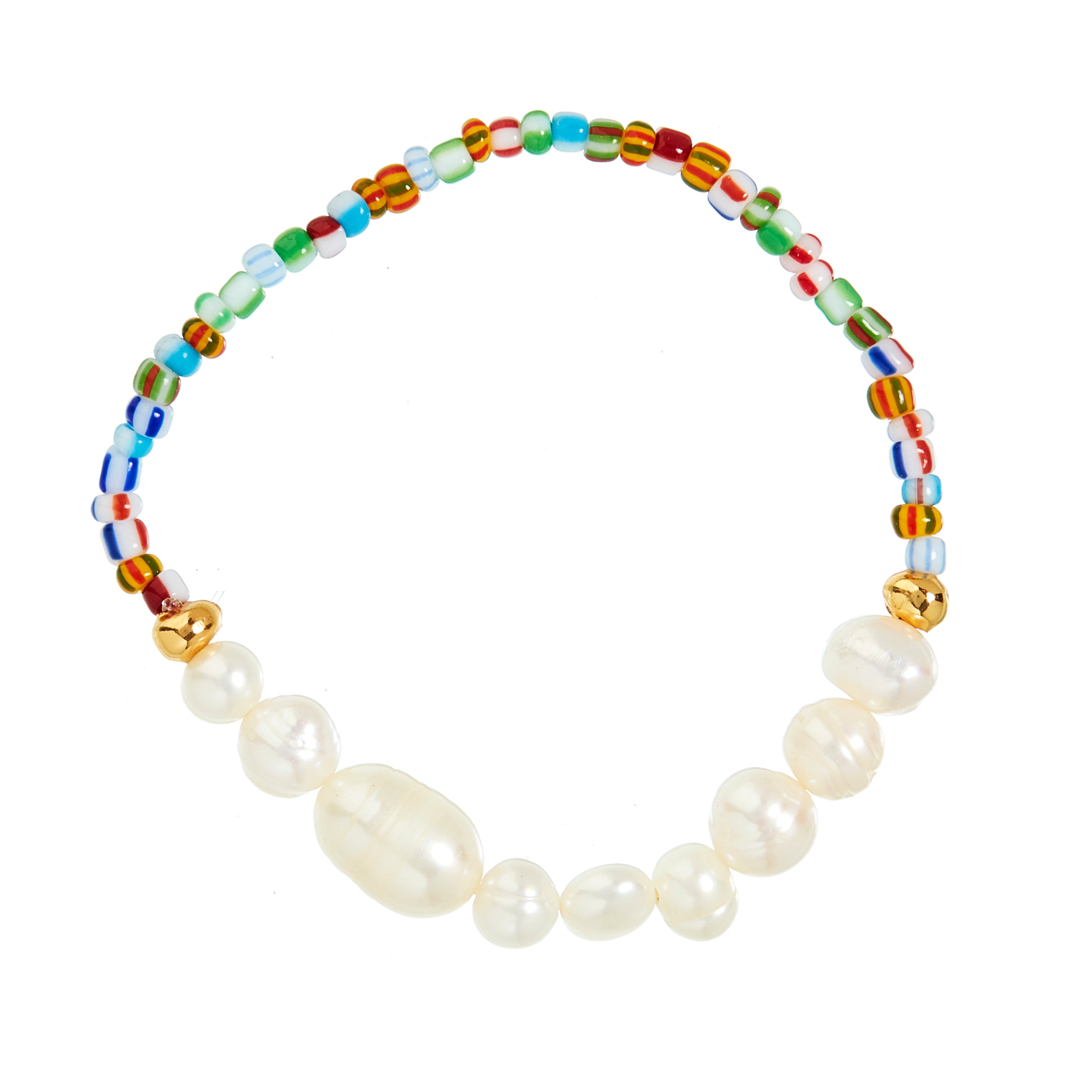 Striped round glass beads - mix, 10 grams, 4 mm