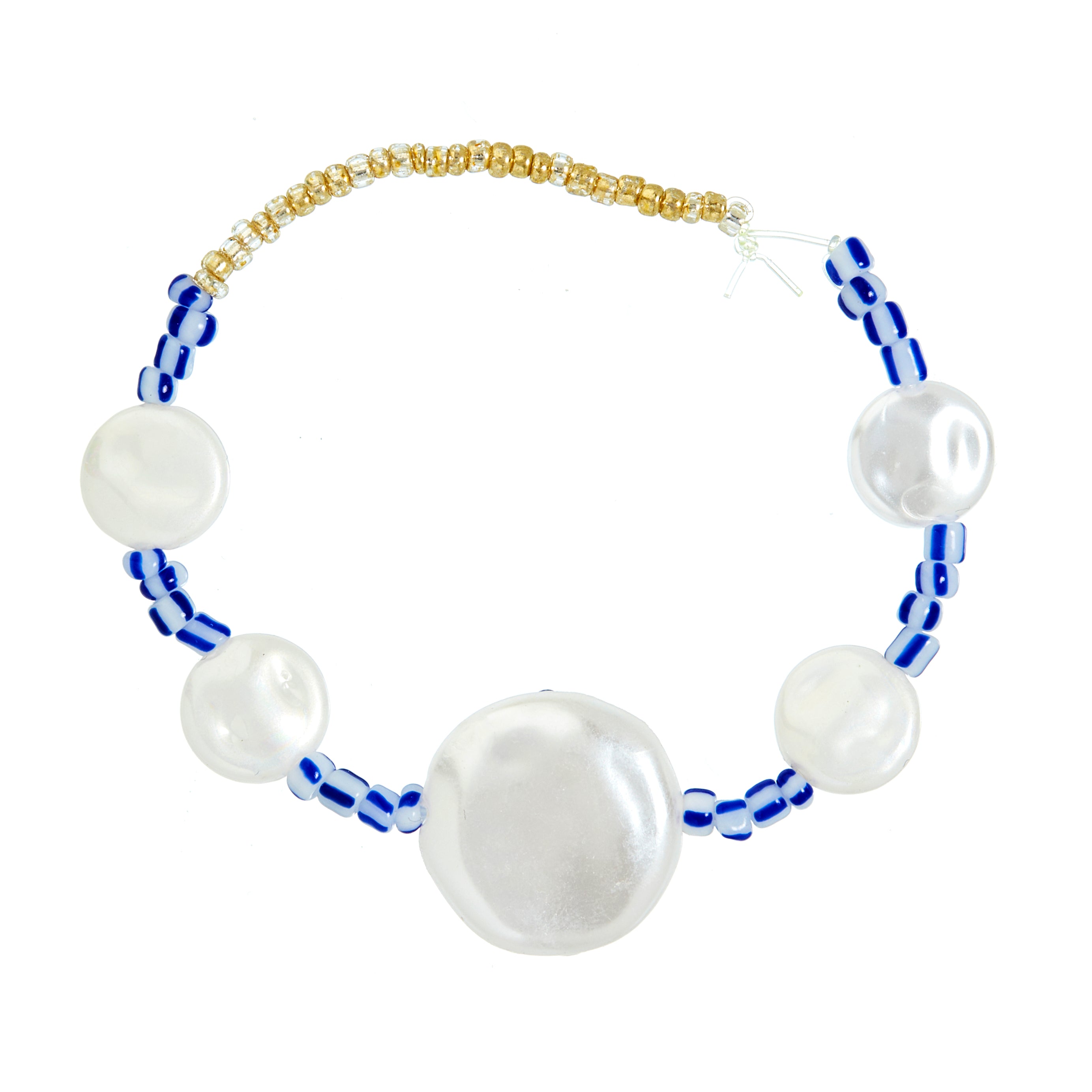 Striped round glass beads - mix, 10 grams, 4 mm