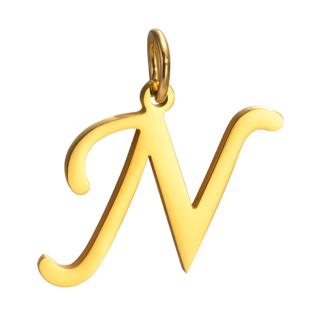 Letter pendant, 10 mm, 18K gold-plated, AY 