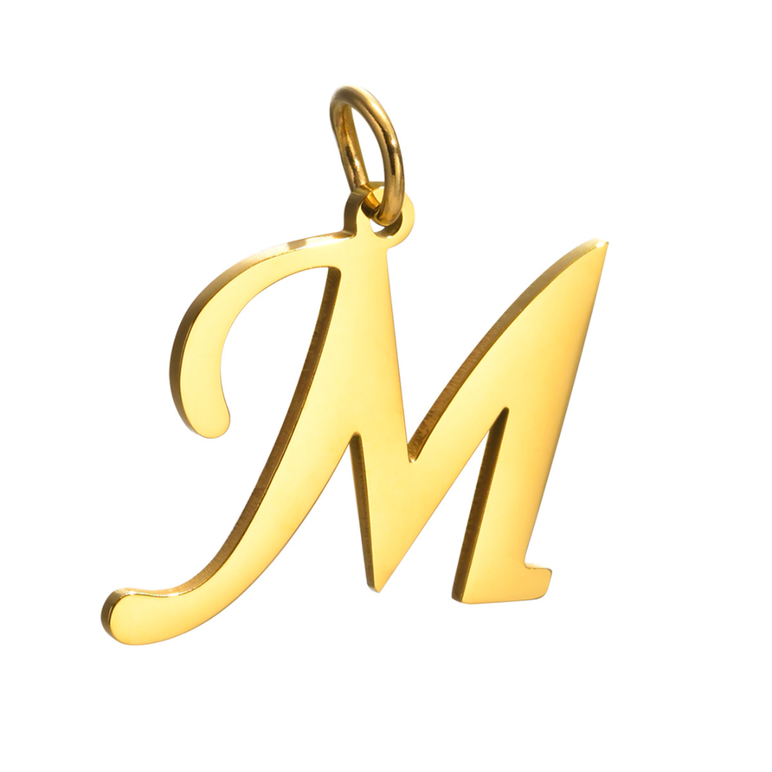 Letter pendant, 10 mm, 18K gold-plated, AY 