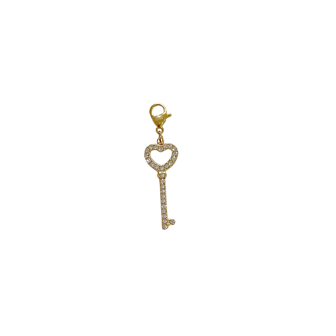 Nøgle vedhæng sat på lås, 18K Forgyldt, 8x20 mm