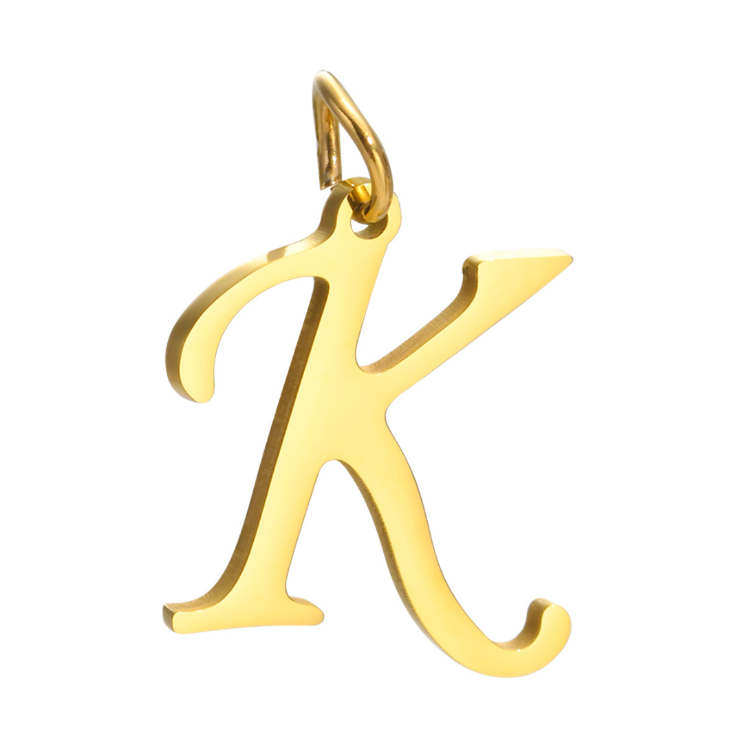 Letter pendant, 10 mm, 18K gold-plated, AY 