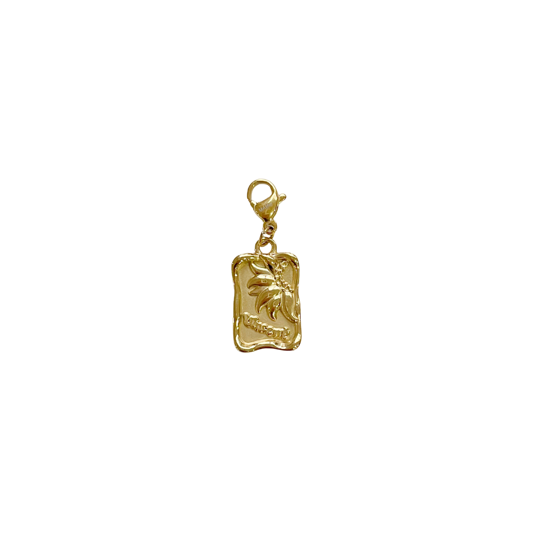 Billedmotiv vedhæng sat på lås, 18K Forgyldt, 15x20 mm