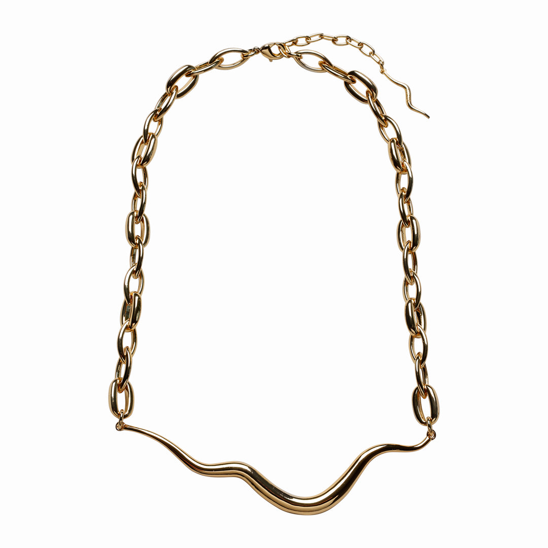 Ripple Statement Necklace, 18K Goldplated